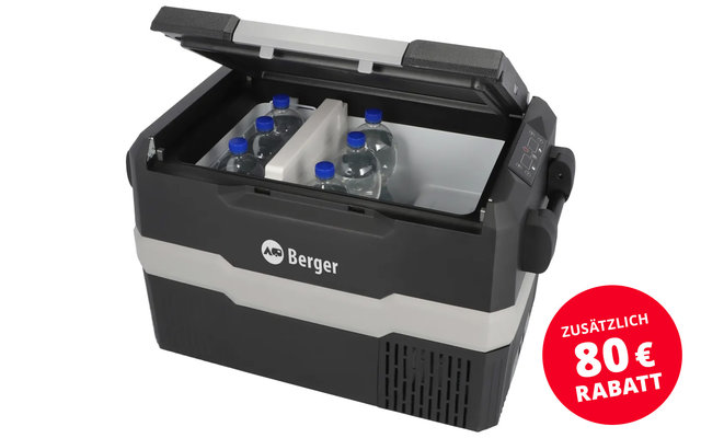 Schwarze und graue Kühltasche mit Berger Logo