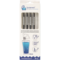 Turtleneck Straw Paille flexible en acier inoxydable 4 pièces / 22 cm avec brosse de nettoyage argentée