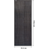 Rechteckiges dunkles Solarmodul mit gleichmäßigem Zellgitter, schwarzem Rahmen und kleinem weißen Etikett oben links; Messpfeile zeigen 170 cm Höhe und 62.5 cm Breite