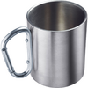 Stainless steel mug with carabiner handle, empty