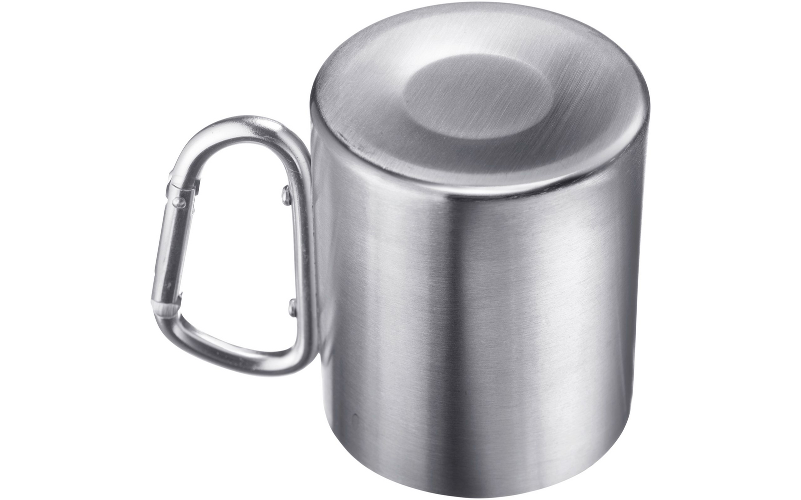Upside-down stainless steel cup with a carabiner handle