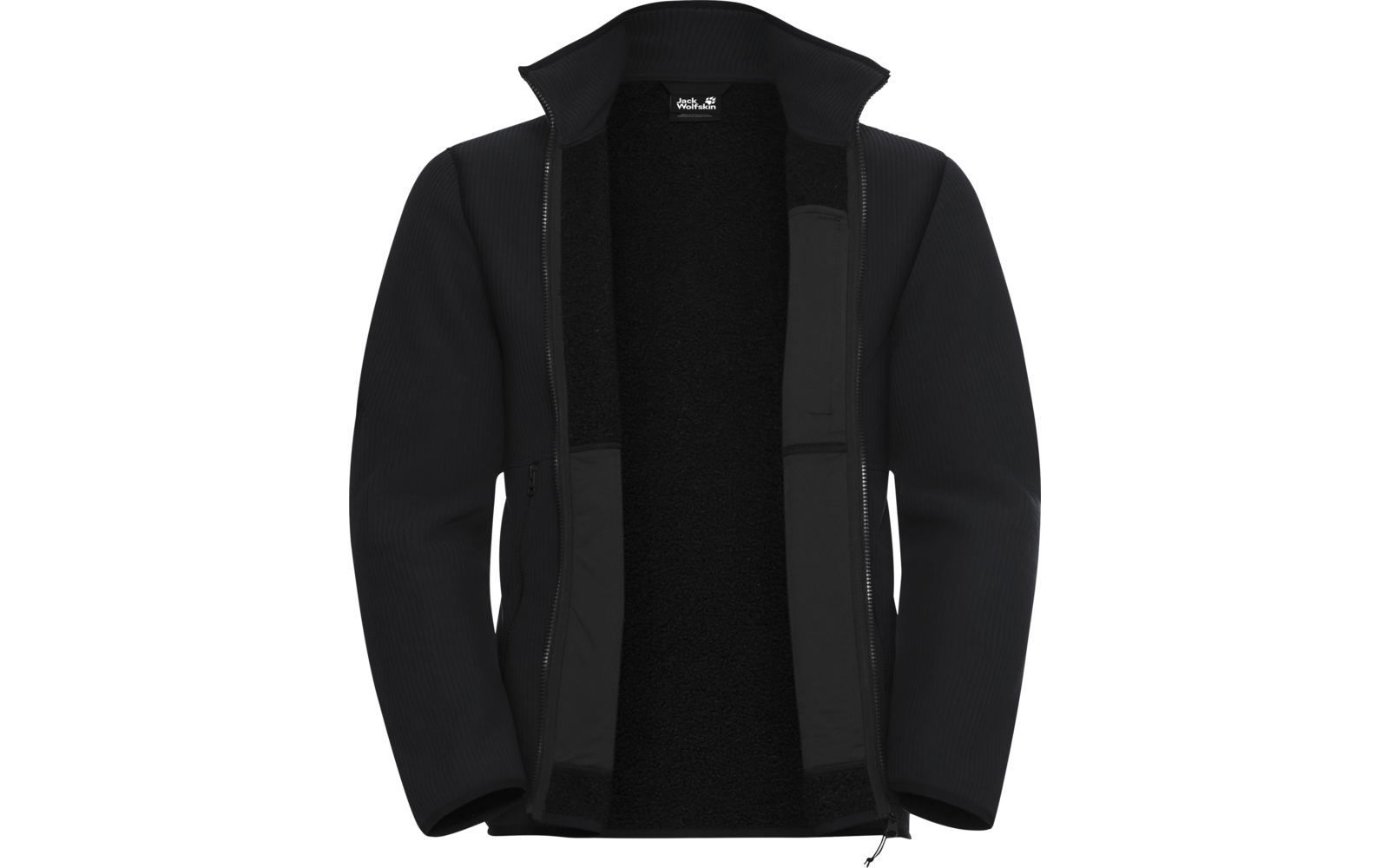 Schwarze Jacke mit Reißverschluss und hohem Kragen