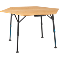 Defa Campingtisch Bambus sechseckig h&ouml;henverstellbar 120 x 70 cm