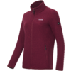Giacca in pile bordeaux con collo alto, cerniera centrale, due tasche laterali con zip, piccolo logo bianco sul petto e piccolo patch logo sulla manica