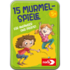 Couverture d'un jeu avec deux enfants qui jouent, un garçon et une fille, et le titre '15 jeux de billes'