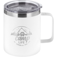 Camplife Edelstahl Thermo-Trinkbecher mit Henkel und Deckel 450 ml wei&szlig;