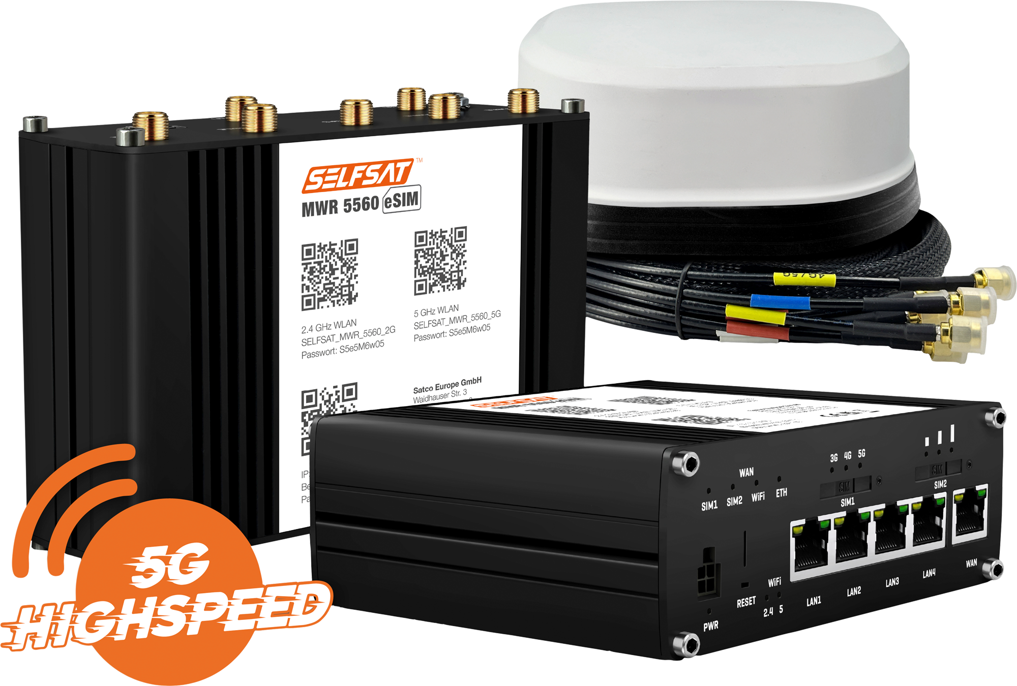 SELFSAT MWR 5560 WLAN Router eSIM 5G Cat 20 bis 3,4 Gbps inklusive ...