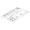 Feuille en noir et blanc inclinée avec plusieurs diagrammes rectangulaires en grille; chaque diagramme montre des dessins techniques en lignes avec flèches, cercles, petits composants et lignes de connexion