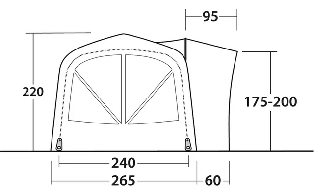 Technische Zeichnung eines Fensters mit Maßen in Millimetern