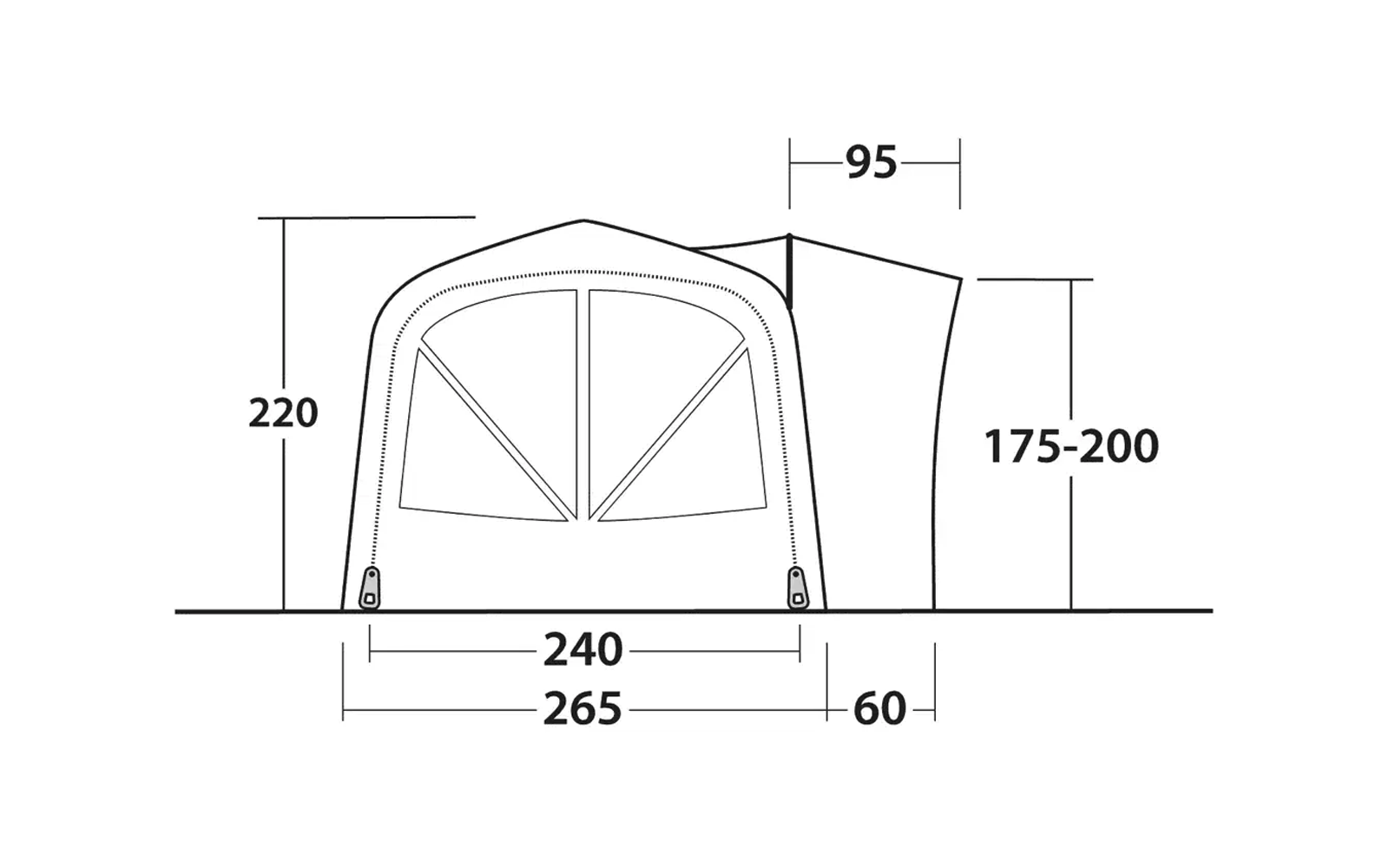 Technische Zeichnung eines Fensters mit Maßen in Millimetern