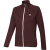Bordeauxfarbene, langärmelige Reißverschlussjacke mit Stehkragen, hellem Mittelreißverschluss, kleinem weißen Logo auf der Vorderseite und seitlicher Reißverschlusstasche