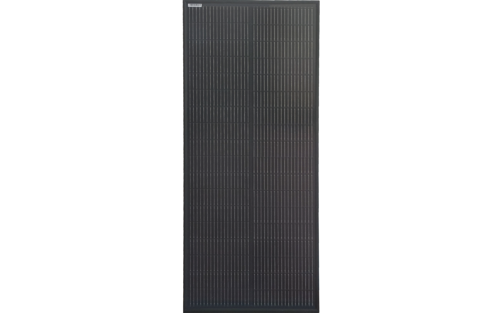 Rechteckiges schwarzes Solarmodul mit schmalem Rahmen und regelmäßigem Zellgitter