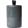Haut-parleur portable gris avec poignée et dessus perforé