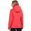 Frau von hinten in roter Jacke mit Kapuze