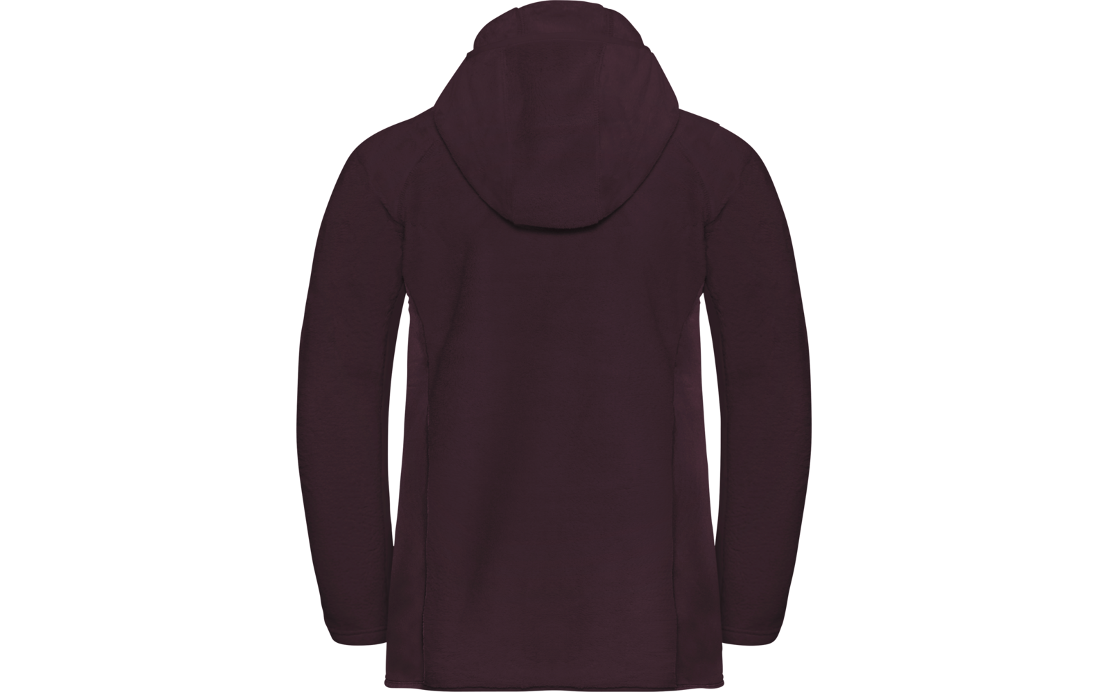 Dunkelrote Kapuzenjacke von hinten