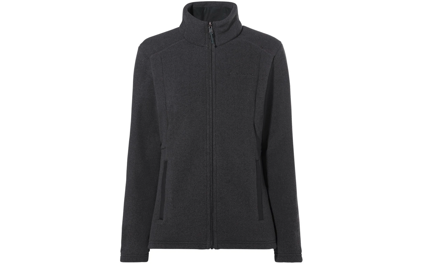 Dunkelgraue Jacke mit Stehkragen und Reißverschluss vorne