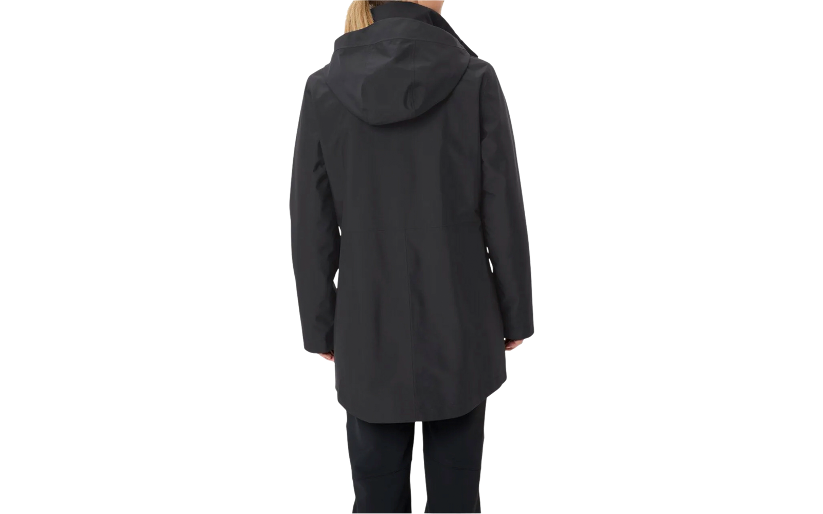 Person von hinten mit schwarzer Kapuzenjacke