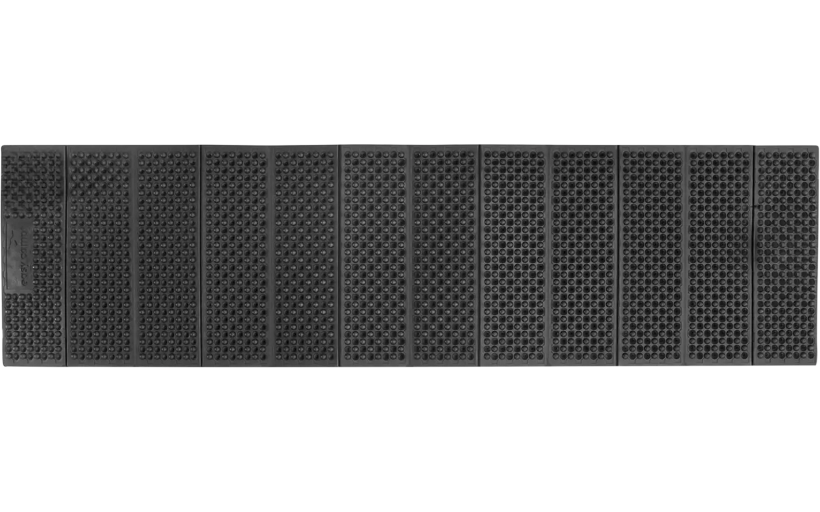 Ein graues Kunststoffrohr mit einem Gitternetzmuster liegt auf einer weißen Oberfläche