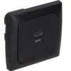 Plaque murale carrée noire avec un port USB‑C centré et l'inscription "65W" en dessous