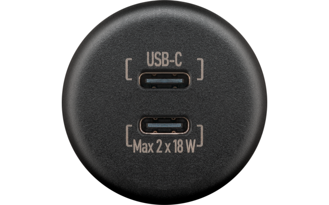 Wentronic dubbele ingebouwde lader USB-C antraciet max. 18 W