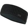 Schwarzes gestricktes Stirnband mit Fleecefutter und kleinem rechteckigem Logopatch