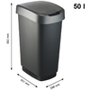Small product image Rotho Twist waste garbage can with swing and hinged lid 1