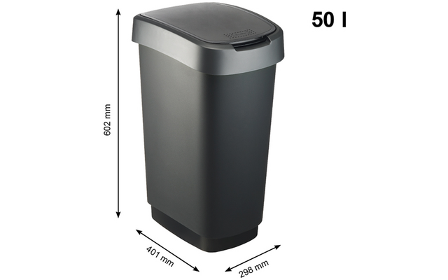 Product image Rotho Twist waste garbage can with swing and hinged lid 1