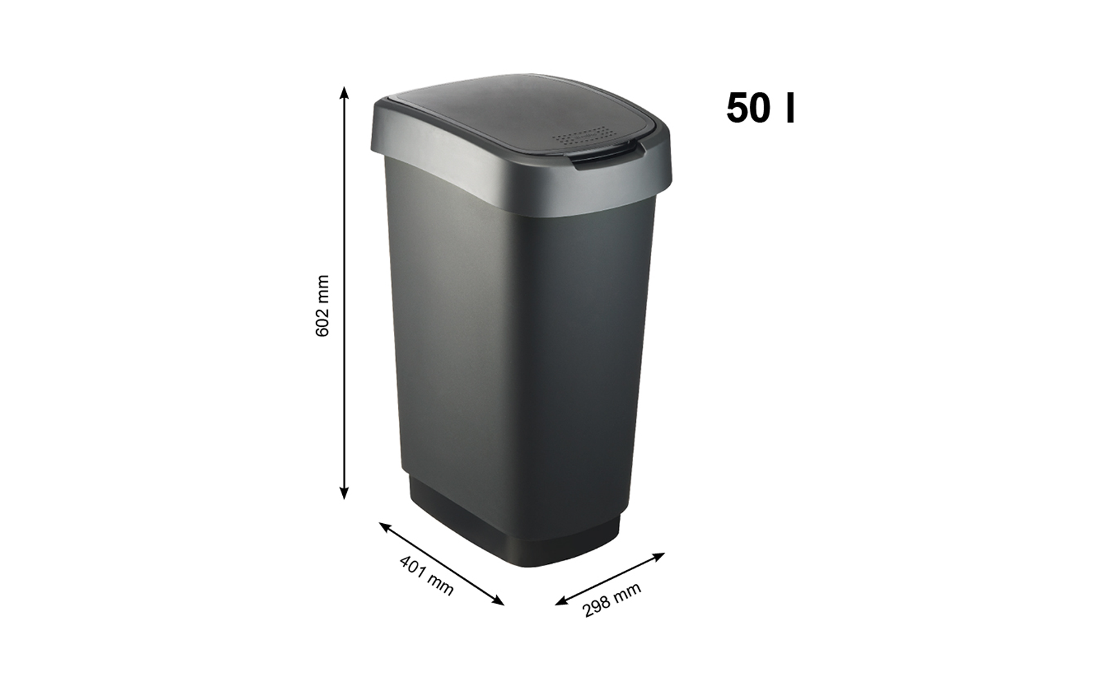 Product image Rotho Twist waste garbage can with swing and hinged lid 1