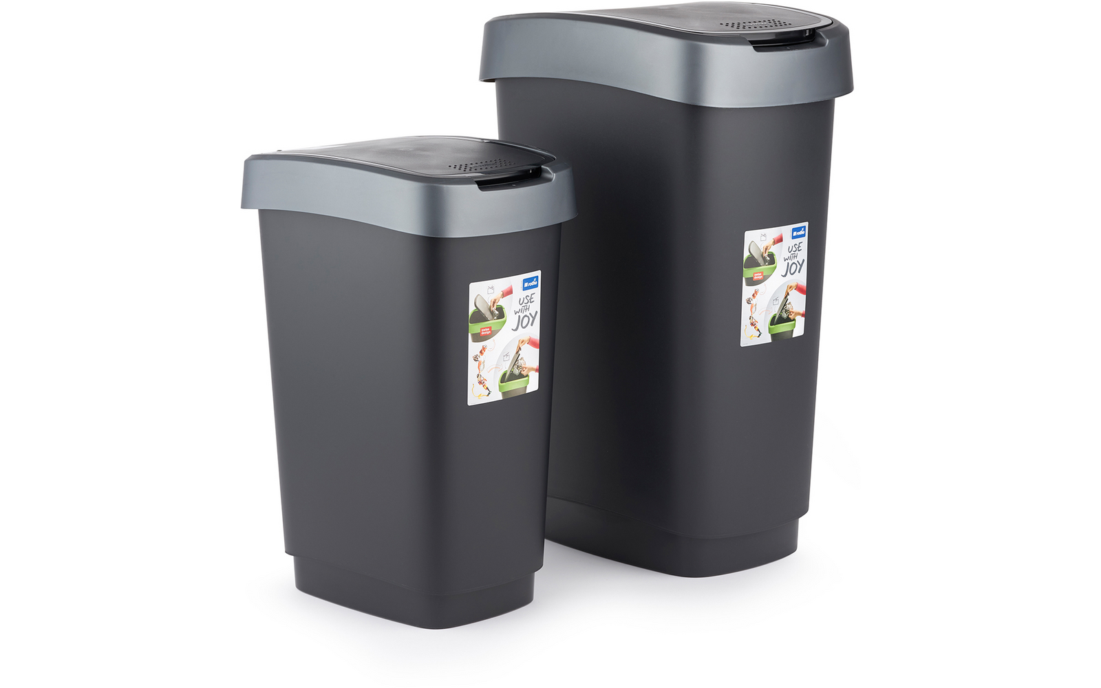 Product image Rotho Twist waste garbage can with swing and hinged lid 1