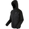 Veste noire avec capuche et fermeture éclair, manches longues, tissu matelassé à l'avant