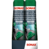 Zwei grüne Spraydosen mit rotem SONAX-Logo und Beschreibungstext