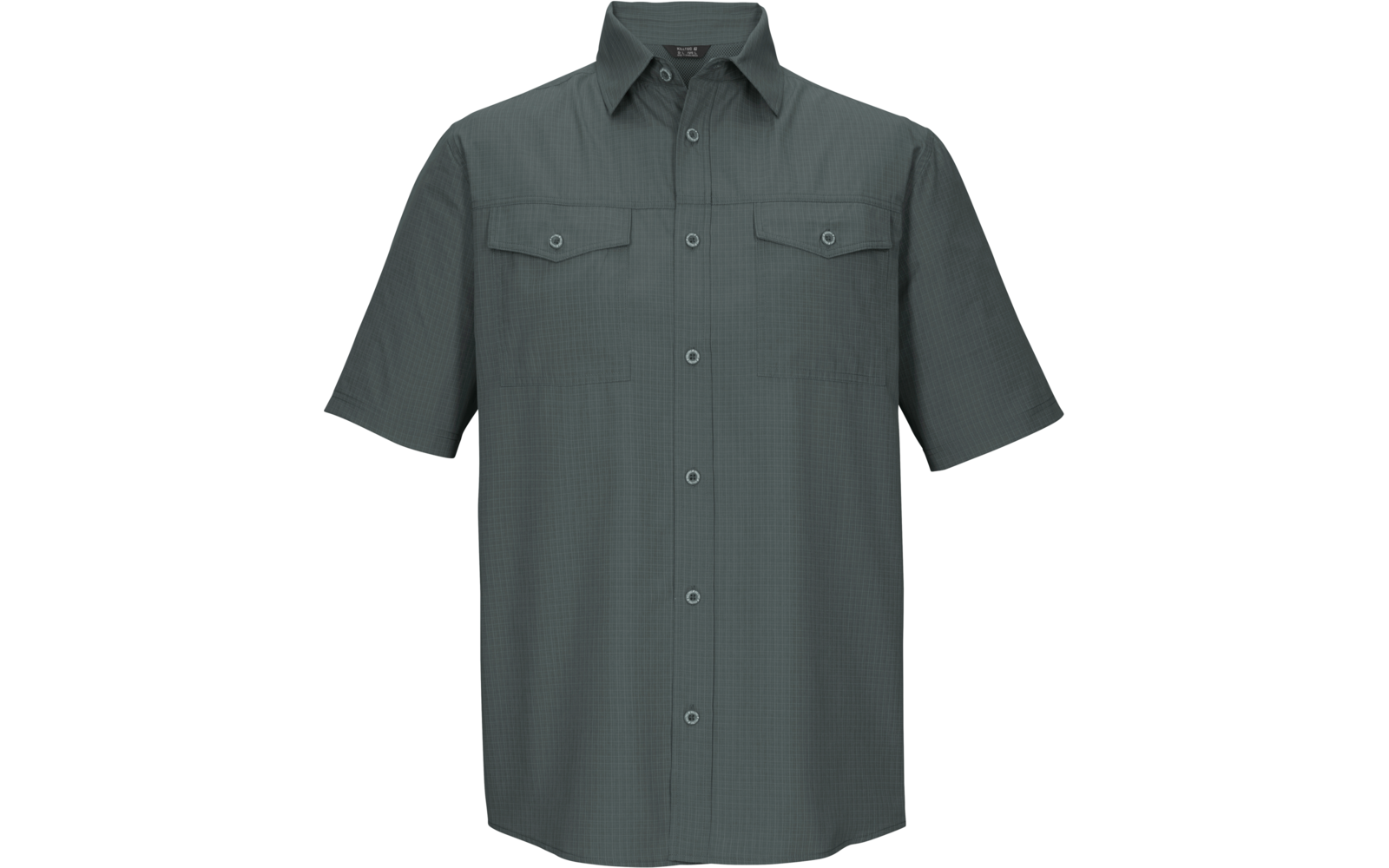 Kurzärmeliges, knöpfbares Hemd in dunkelgrau mit Kragen und zwei Brusttaschen mit Klappen und Knöpfen