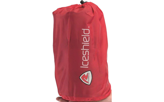 Roter Beutel mit weißem Logo und der Aufschrift 'Iceshield'