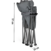 Silla plegable gris doblada con medidas