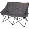 Klappbarer, zweisitziger Outdoor-Stuhl mit grauem Stoffbezug und grauem Metallgestell