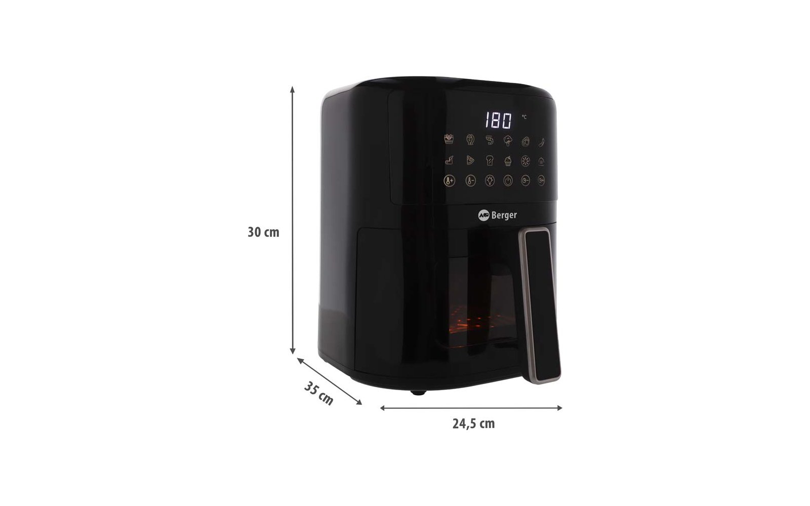 Produktbild Berger VanFry Airfryer Hei&szlig;luftfritteuse mit LED-Touch-Display 1.400 W 4,5 Liter 1