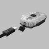 Transparente elektronische Gerät mit USB-Anschluss und USB-Kabel daneben
