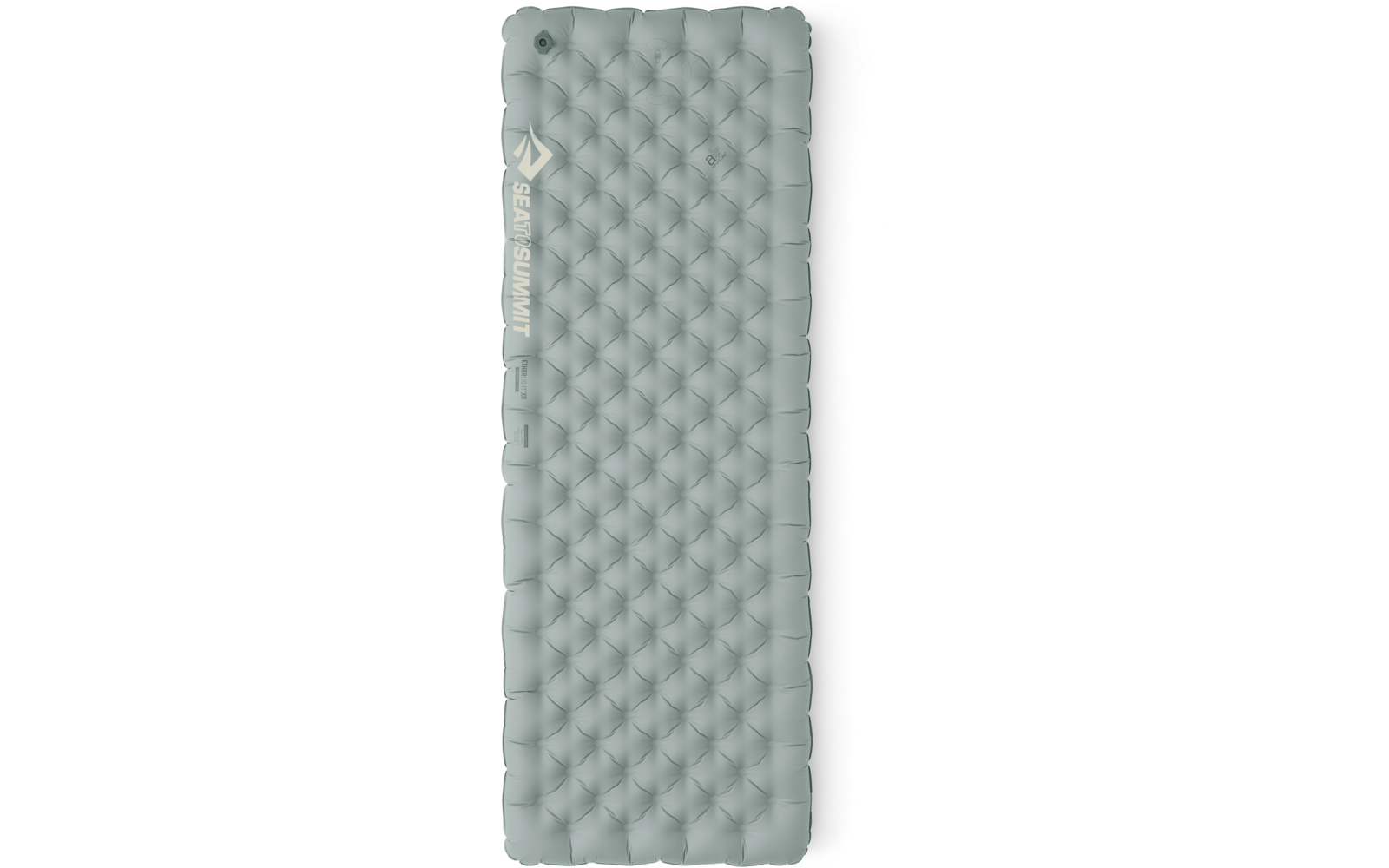 Opblaasbare lichtgrijze slaapmat met honingraatpatroon