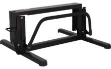 Schwarzer Metallrahmen mit gebogenen Stangen und rechteckiger Basis