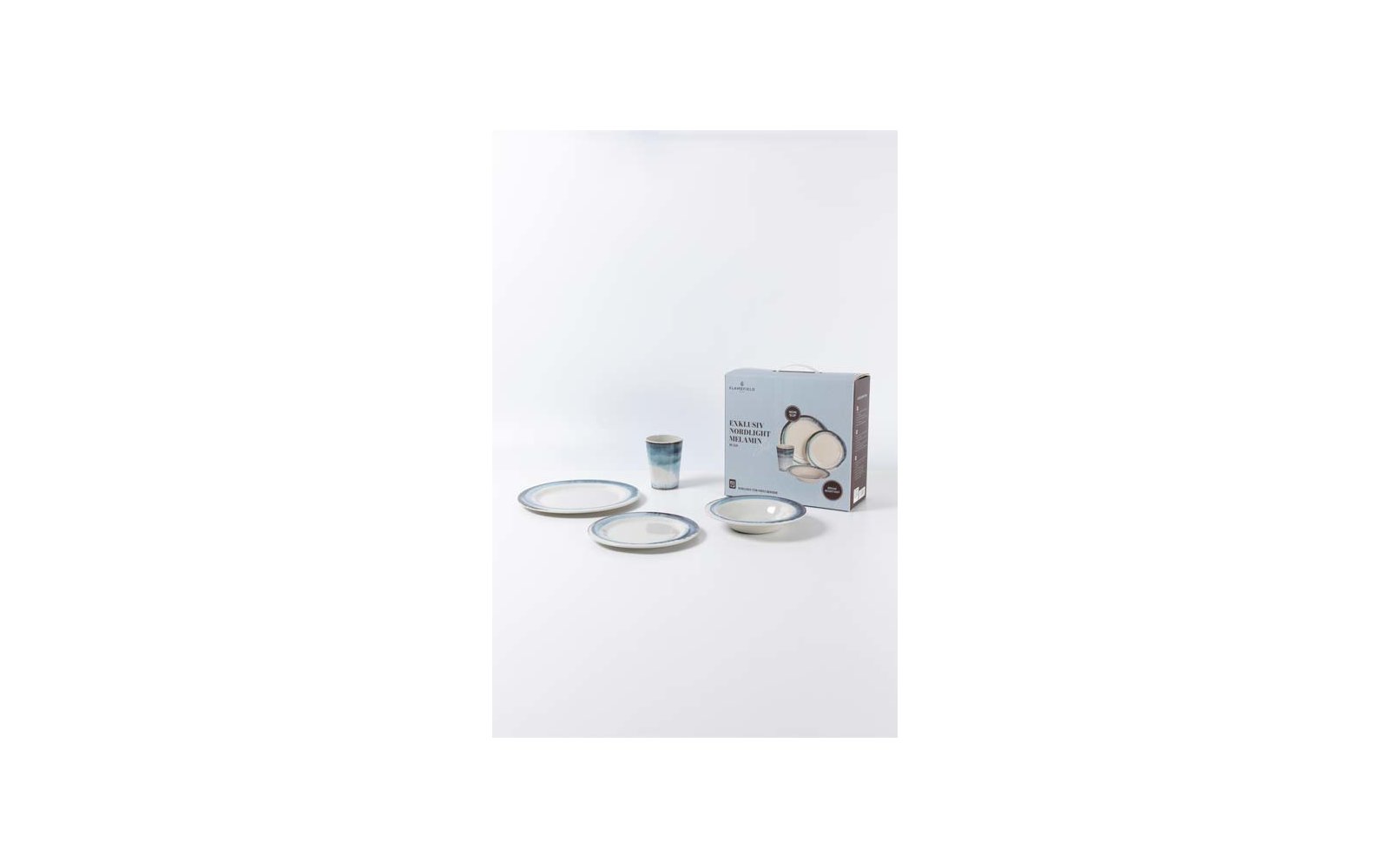 Produktbild Flamefield Exklusiv Nordlight Melamin Geschirr-Set Anti-Slip 16-tlg. f&uuml;r 4 Personen 1