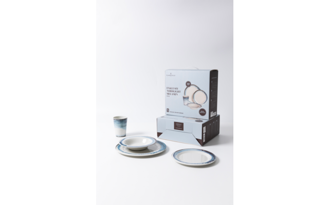 Produktbild Flamefield Exklusiv Nordlight Melamin Geschirr-Set Anti-Slip 16-tlg. f&uuml;r 4 Personen 1
