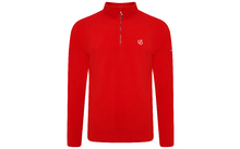 Pull rouge à manches longues avec courte fermeture éclair et logo sur la poitrine