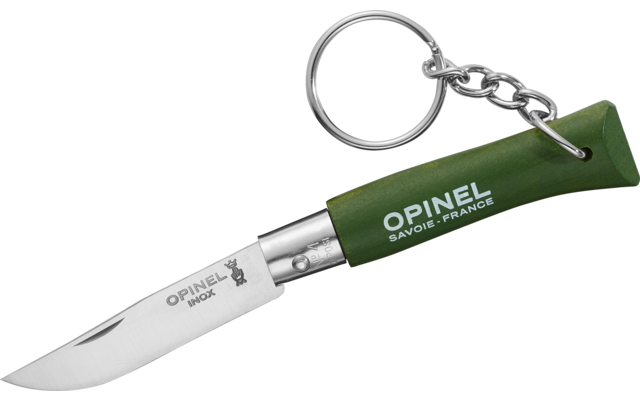 Opinel N°04 Taschenmesser mit Schlüsselanhänger Klingenlänge 5 cm khaki