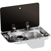 CAN Gas hob/sink combination 1-burner with sink right 530 x 340 x 150 mm