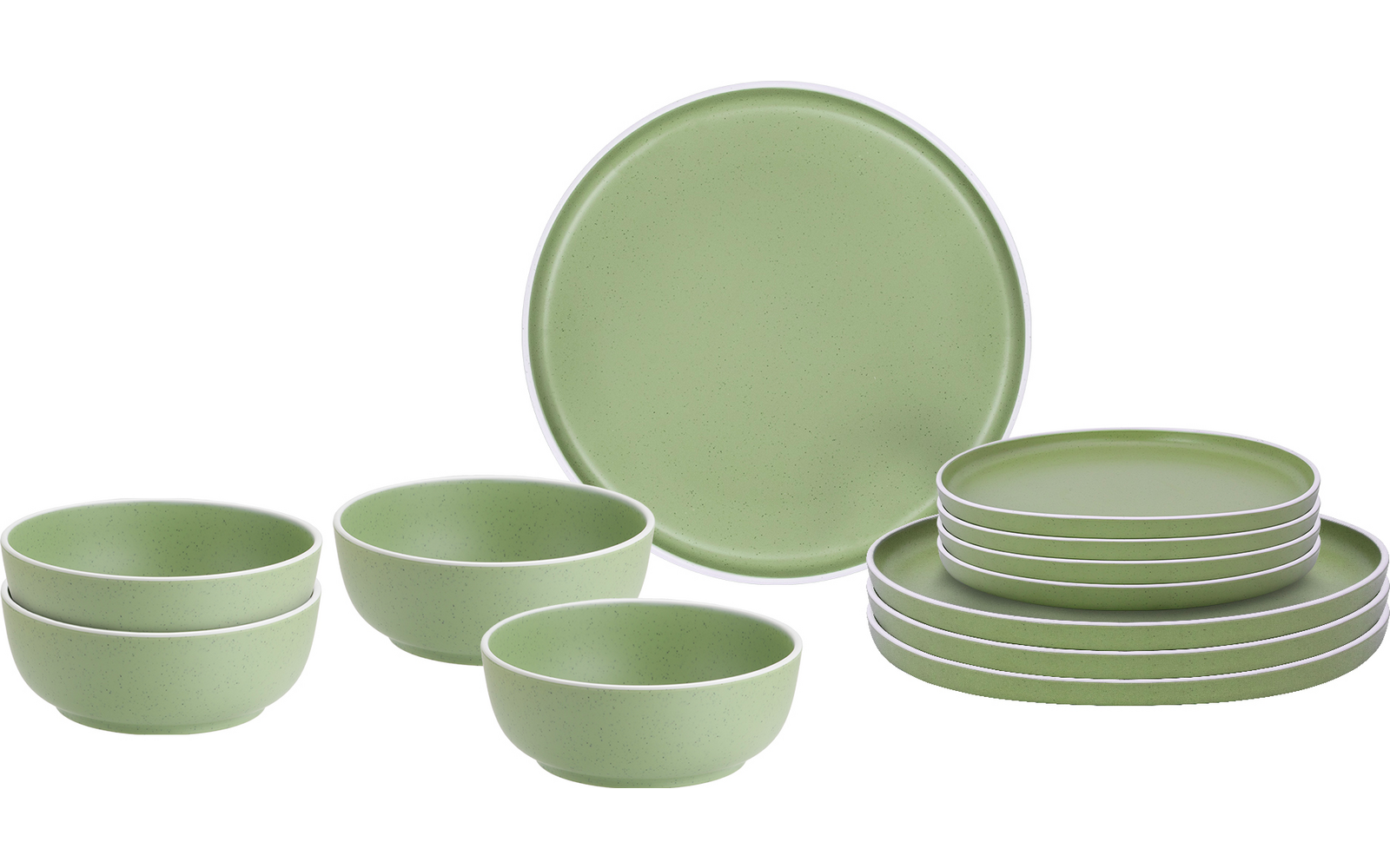 Produktbild Brunner Midday Geschirrset Melamin Mineral 12-teilig Porzellan-Touch Antirutsch BPA-frei 1