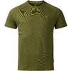 T-shirt olive à manches courtes, encolure ronde, tissu chiné et petit logo sur la poitrine