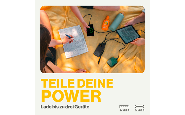 Trois personnes allongées sur un lit avec différents appareils électroniques comme un ordinateur portable, une tablette et un smartphone