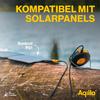 Een digitaal meetinstrument meet de spanning van een zonnepaneel dat met een kabel is verbonden