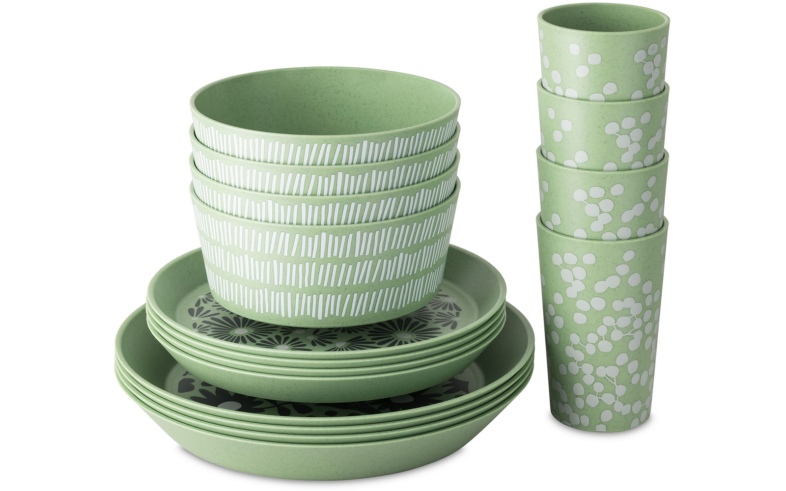 Produktbild Koziol Blomster Set 16-teiliges Campinggeschirr mit 8 Tellern / 4 Schalen / 4 Bechern 1