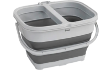 Inklapbare grijze en zwarte wasemmer met twee vakken